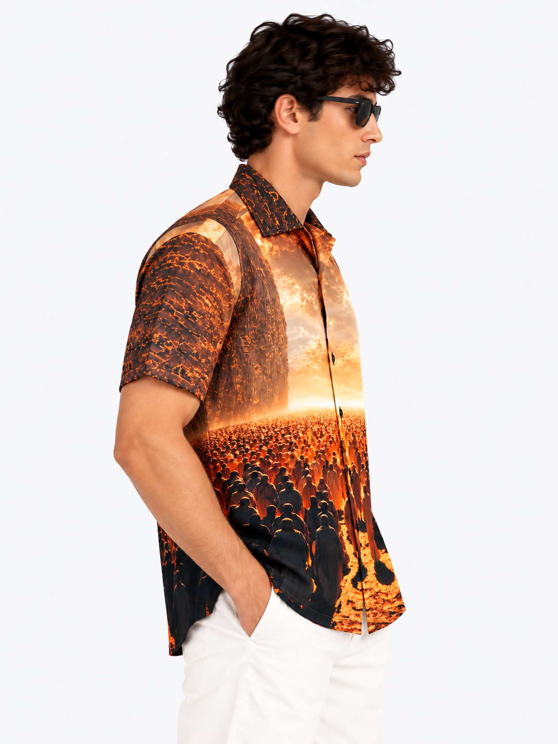 Sunset Graphic Printed Cuban Collar Shirt – Agent Sparrow